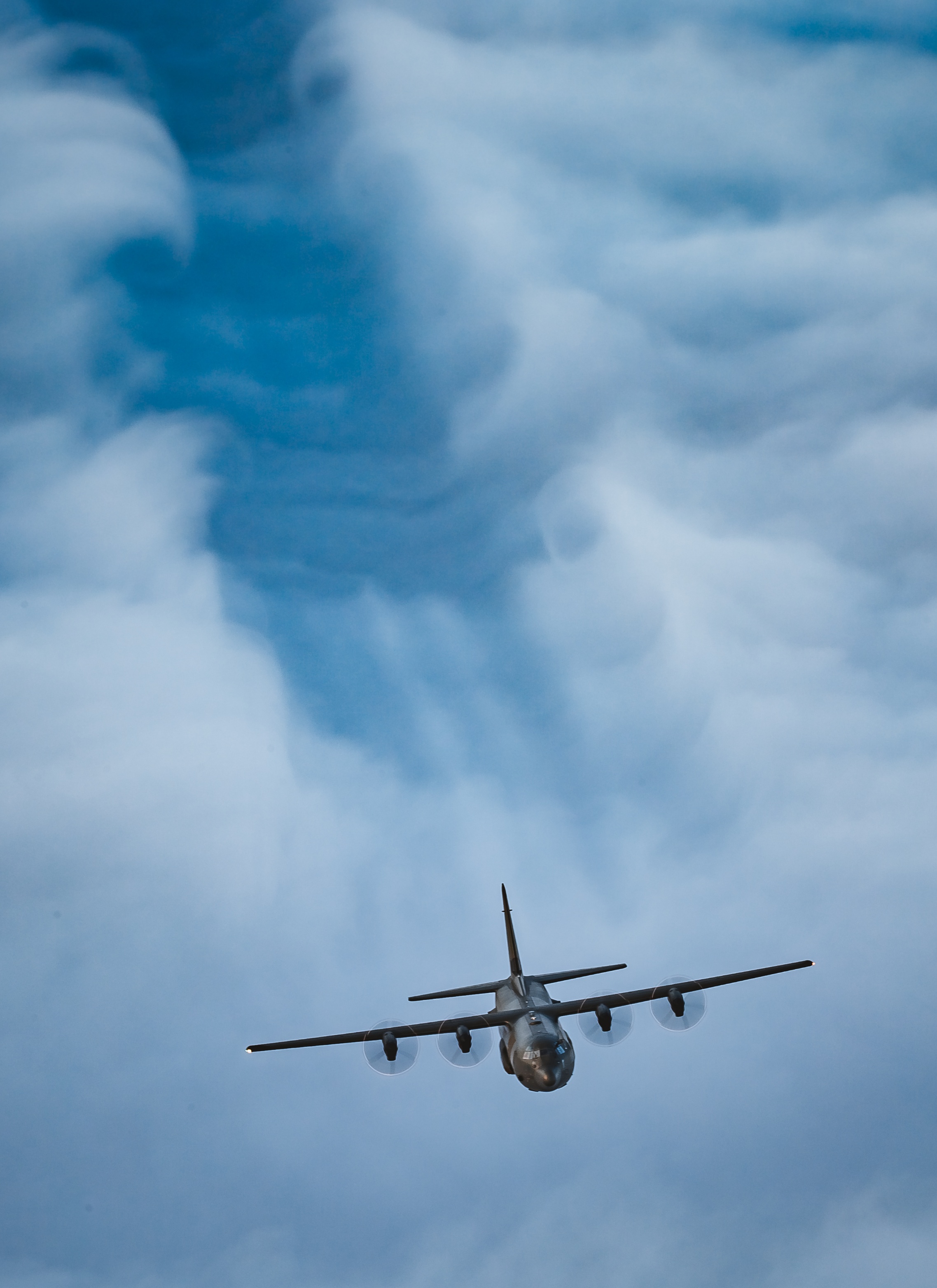 RAF C-130J Aircraft Conduct Low Flying Formation Training